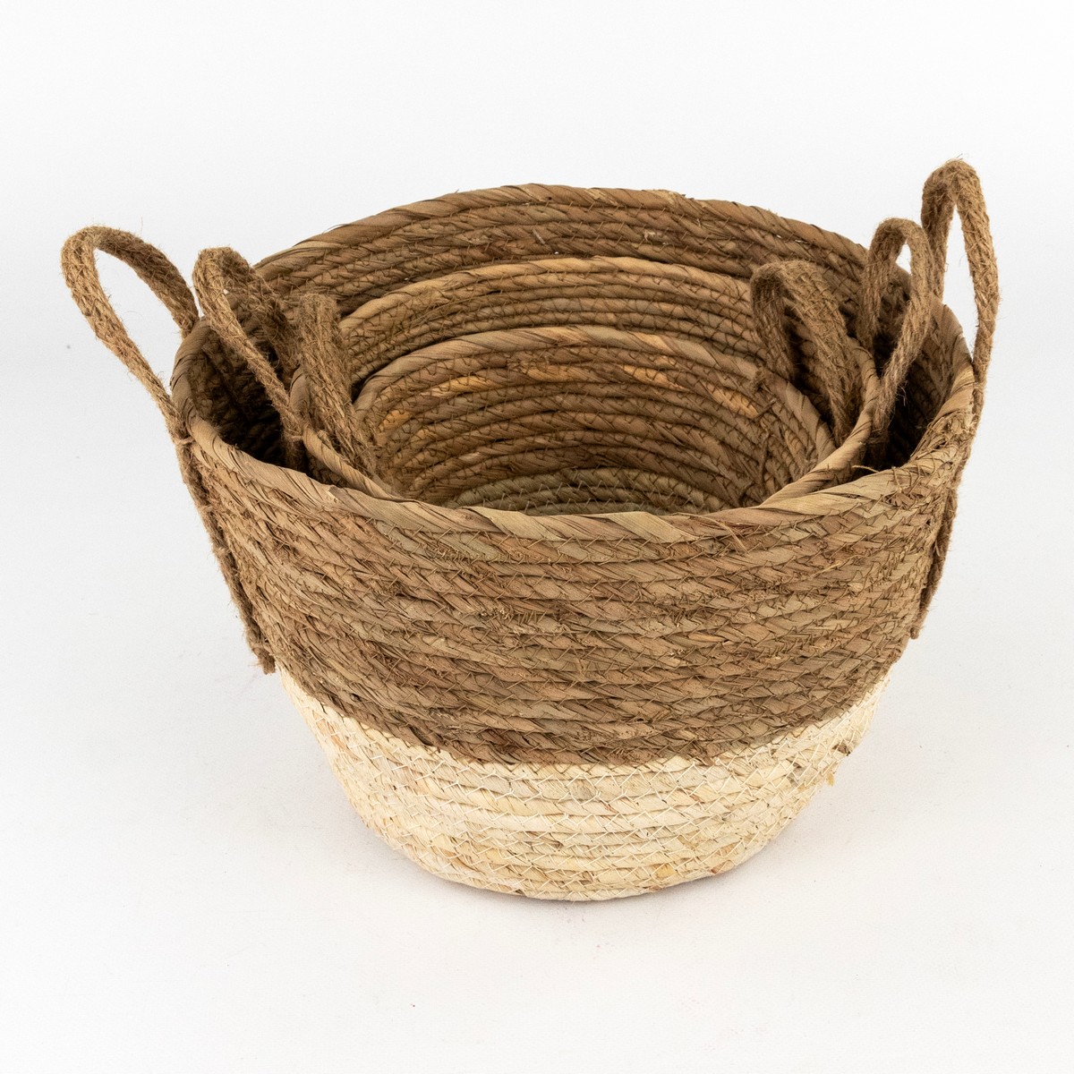 Набор корзин плетеных 3шт. (растительный материал), D31,5хH28см, натуральный в интернет-магазине флористических аксессуаров Азалия Декор