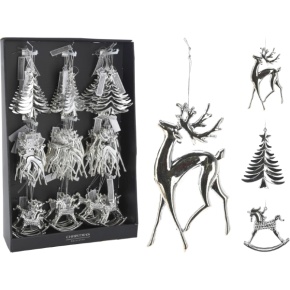 Украшение подвесное (пластик), 10х10,5х2 в асс., серебряный в интернет-магазине флористических аксессуаров Азалия Декор