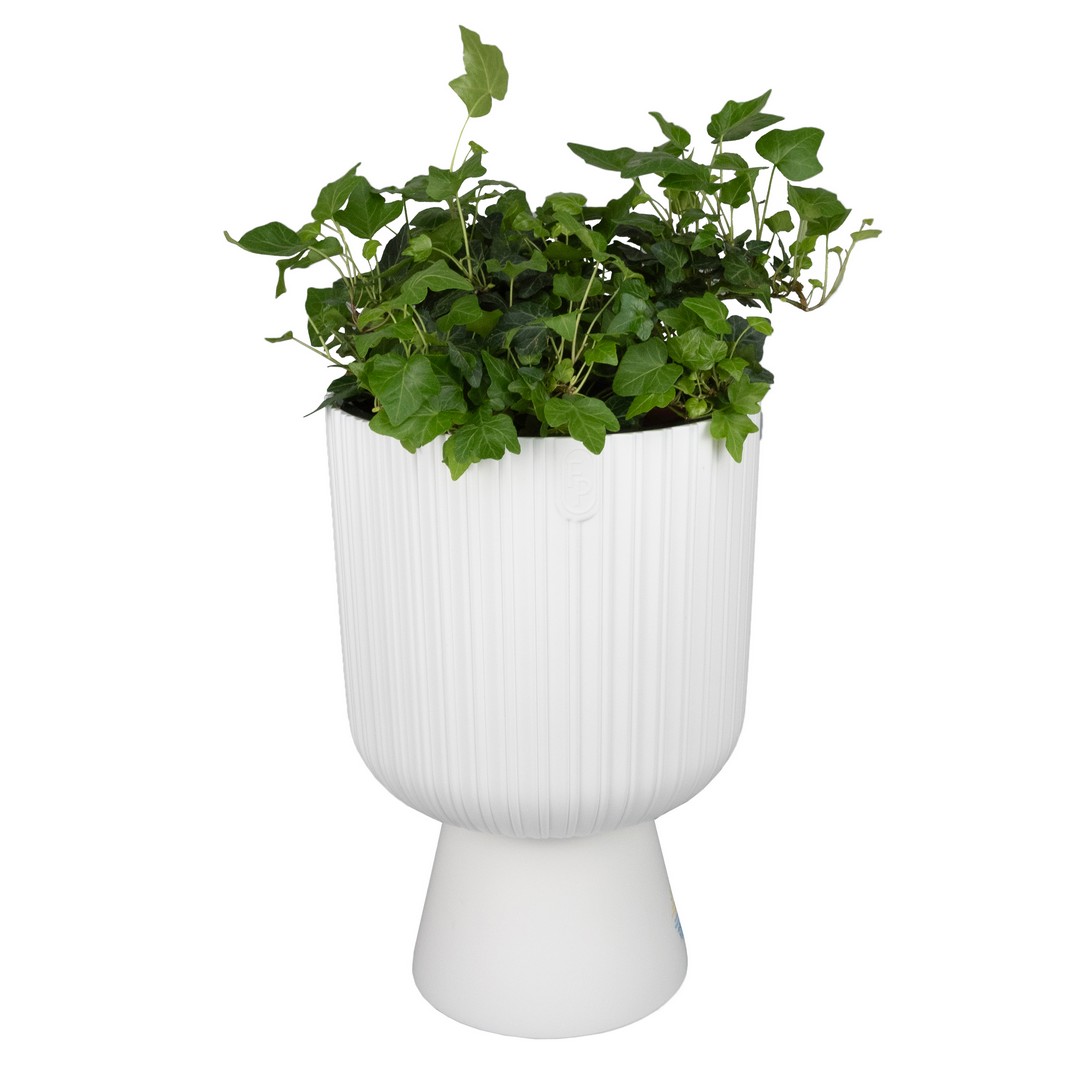 Кашпо со вставкой Мика на ножке (пластик), D29xH43см, 5,5л, белый в интернет-магазине флористических аксессуаров Азалия Декор