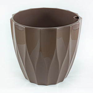 Кашпо Флюте со вставкой (пластик), D18xH16,5, 3л, мокко в интернет-магазине флористических аксессуаров Азалия Декор