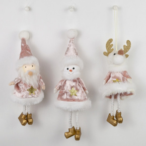 Украшение подвесное Новогоднее, H18х4х3см, в асс., розовый в интернет-магазине флористических аксессуаров Азалия Декор