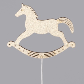 Вставка Лошадка с глиттером, 8хH20см, (в уп. 12шт.), бел. в интернет-магазине флористических аксессуаров Азалия Декор