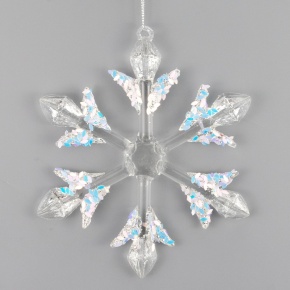 Украшение подвесное Снежинка (стекло), 15x15см, белый в интернет-магазине флористических аксессуаров Азалия Декор