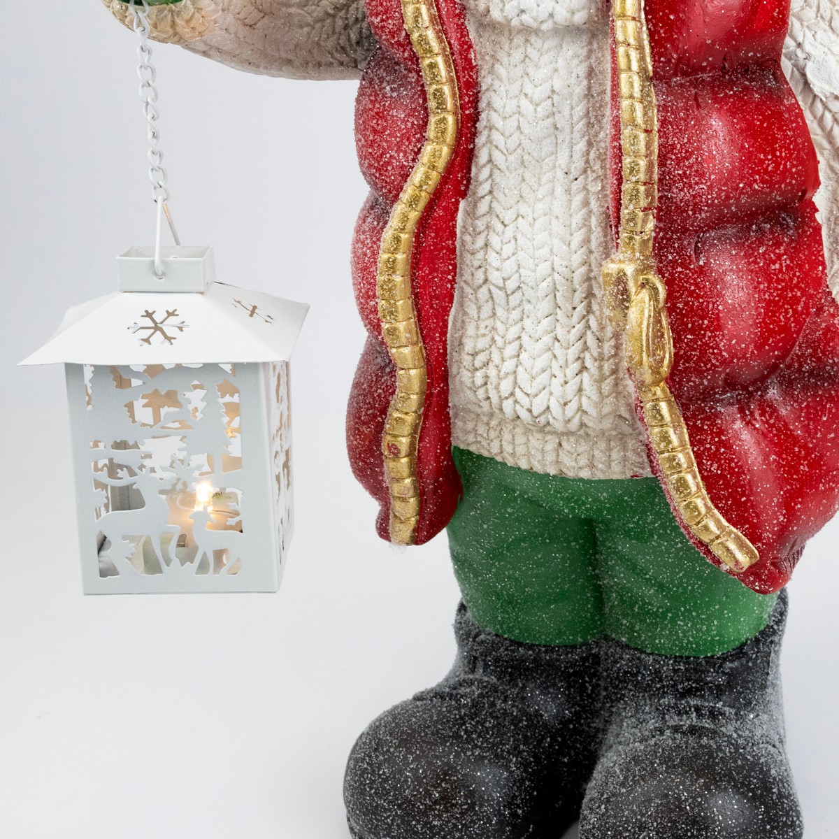 Сувенир Олень с фонарем (керамика), Н52х25,5х20см, красный в интернет-магазине флористических аксессуаров Азалия Декор