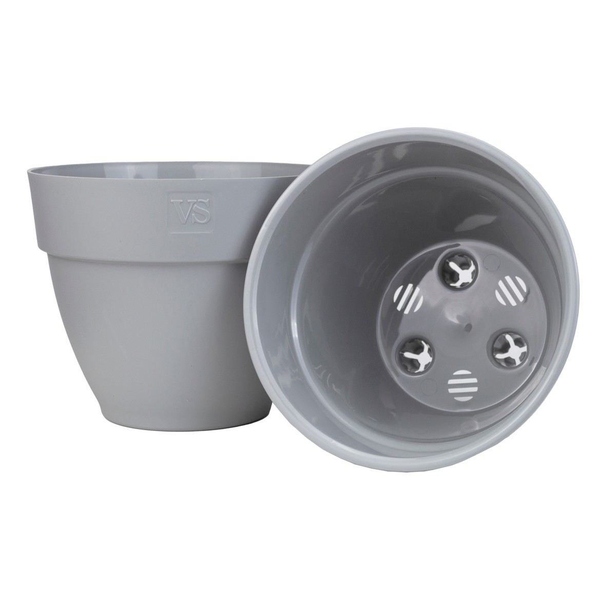Кашпо со вставкой Лори (пластик), D25xH20,4см, 6,7л, серый в интернет-магазине флористических аксессуаров Азалия Декор