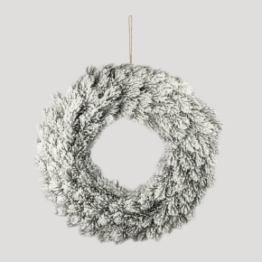 Венок еловый заснеженный, D50см, зел./бел. в интернет-магазине флористических аксессуаров Азалия Декор