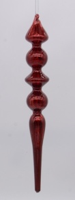 Украшение подвесное Сосулька (стекло), Н27х3,5х3,5см, красный в интернет-магазине флористических аксессуаров Азалия Декор