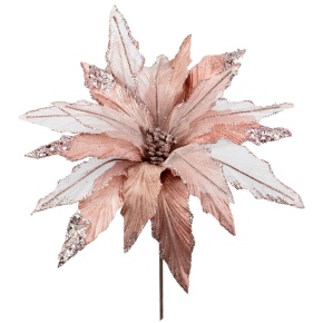 Пуансетия с глиттером, D34см, розовый в интернет-магазине флористических аксессуаров Азалия Декор