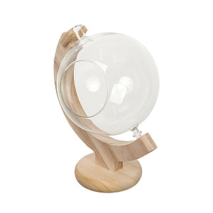 Подсвечник Шар на вставке(стекло/дерево), H23,5см в интернет-магазине флористических аксессуаров Азалия Декор