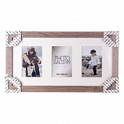 Рамка для 3х фотографий Нарвик, 23x46см, коричневый/браш серый в интернет-магазине флористических аксессуаров Азалия Декор