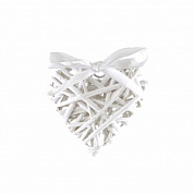 Сердце плетеное подвесное (ива), 8x8см, белый/360 шт. в интернет-магазине флористических аксессуаров Азалия Декор