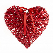 Сердце плетеное подвесное (ива), 35x35см, красный/15 шт. в интернет-магазине флористических аксессуаров Азалия Декор