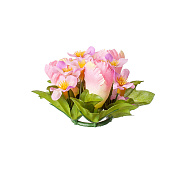 Венок для свечей из искусственных цветов, 13см, розовый/24/480шт. в интернет-магазине флористических аксессуаров Азалия Декор